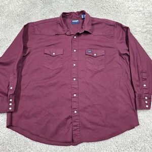 Wrangler Mens 3XB Pearl Snap Western Shirt Long Sleeve Purple Cowboy Rodeo
